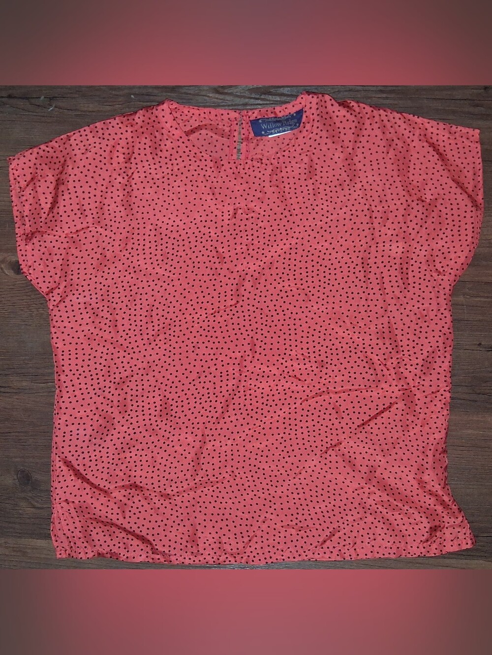 Willow Ridge Coral Pink Polka Dot A-Line Blouse